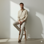 Linen Cutaway-Collar Shirt in Beige