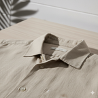 Relaxed Linen Cuban Collar Shirt in Beige