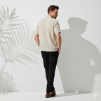 Relaxed Linen Cuban Collar Shirt in Beige