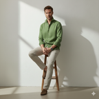 Relaxed Linen Cutaway-Collar Shirt in Kale Green